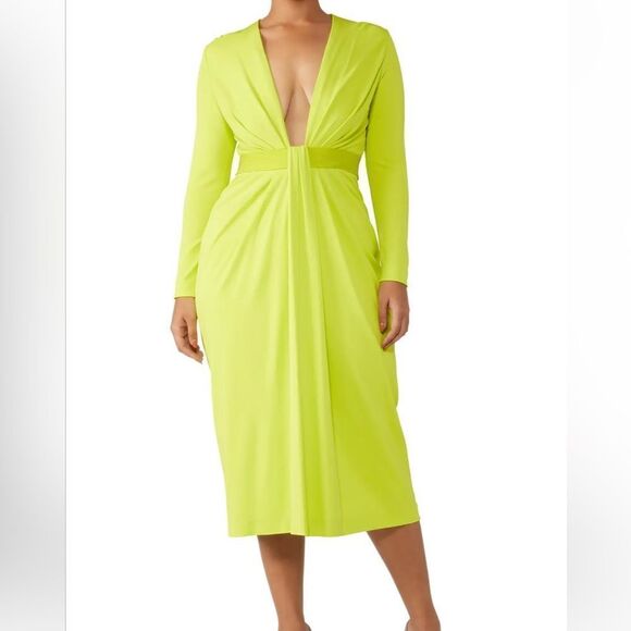 Cushnie Lime Plunge Dress